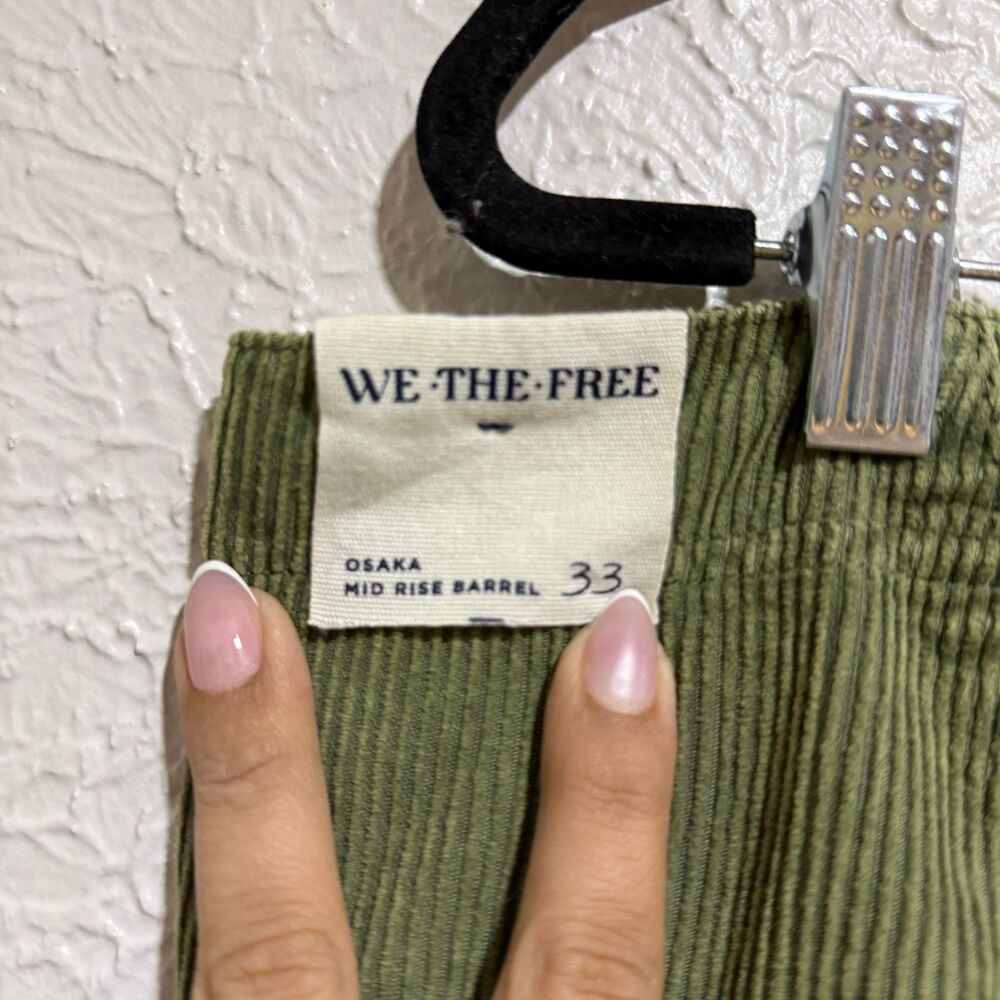 Free People We The Free Good Luck Mid Rise Barrel Olive Green size 33 - Picture 4 of 5